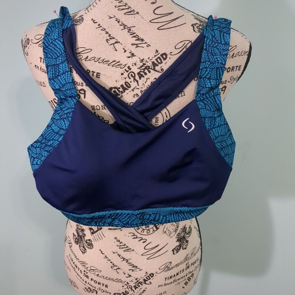 Moving Comfort Uplift Crossback Sports Bra Style 300616 Blue Size large